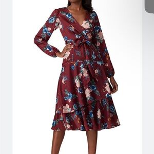 Great Jones Wrap Midi Dress in Burgundy